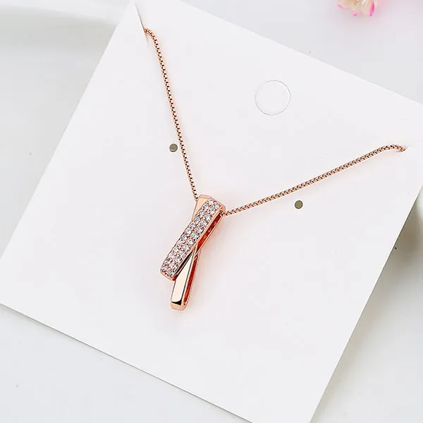 Dây Chuyền Nữ Lili Jewelry Mảnh Nhỏ Đính Đá CZ Hình Trái Tim Cách Điệu Nolan LILI_255281 Màu Vàng Hồng - Trang sức - Vua Hàng Hiệu