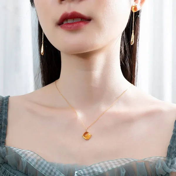 Dây Chuyền Nữ Lili Jewelry Mặt Đá Citrine Lovely Day LILI_597517 Màu Vàng - Trang sức - Vua Hàng Hiệu