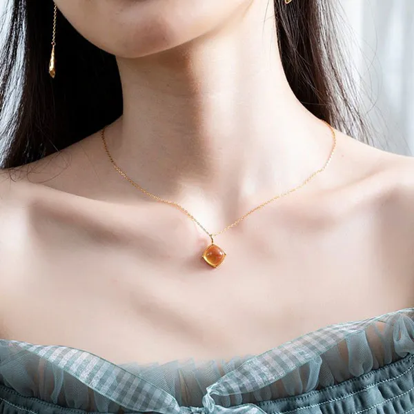 Dây Chuyền Nữ Lili Jewelry Mặt Đá Citrine Lovely Day LILI_597517 Màu Vàng - Trang sức - Vua Hàng Hiệu