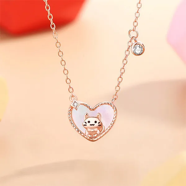 Dây Chuyền Nữ Lili Jewelry Mèo Brittany LILI_098612 Màu Vàng Hồng
