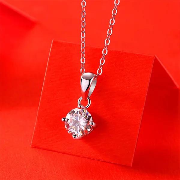 Dây Chuyền Nữ Lili Jewelry Moissanite 1 Carat Scottie LILI_099116 Màu Bạc