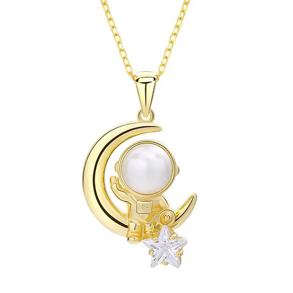 Dây Chuyền Nữ Lili Jewelry Ngọc Trai Phi Hành Gia Mặt Trăng LILI_996438 Màu Vàng - Trang sức - Vua Hàng Hiệu
