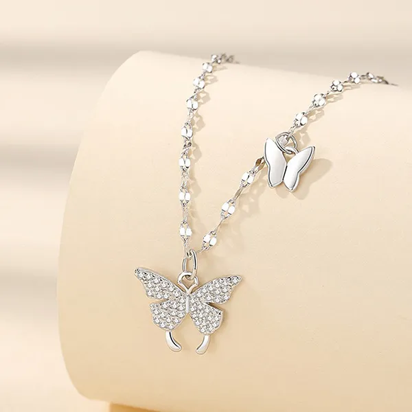 Dây Chuyền Nữ Lili Jewelry S999 Đính Đá CZ Hình Hồ Điệp Loretta LILI_098386 Màu Bạc