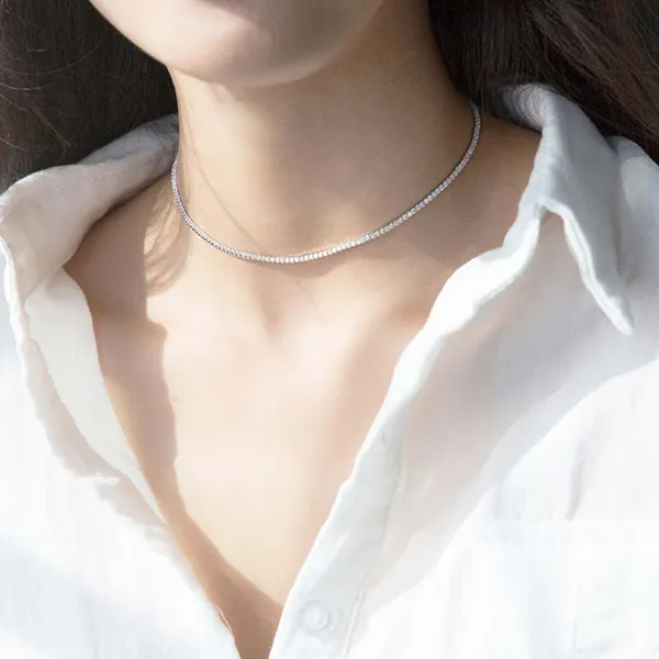 Dây Chuyền Nữ Lili Jewelry Tennis Choker Đính Chuỗi Đá CZ Lolita LILI_785972 Màu Bạc