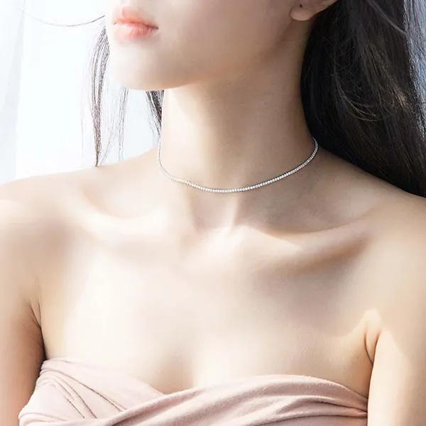 Dây Chuyền Nữ Lili Jewelry Tennis Choker Đính Chuỗi Đá CZ Lolita LILI_785972 Màu Bạc