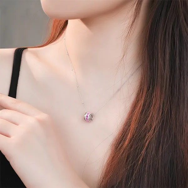 Dây Chuyền Nữ Lili Jewelry The Love LILI_105419 Màu Bạc Phối Hồng