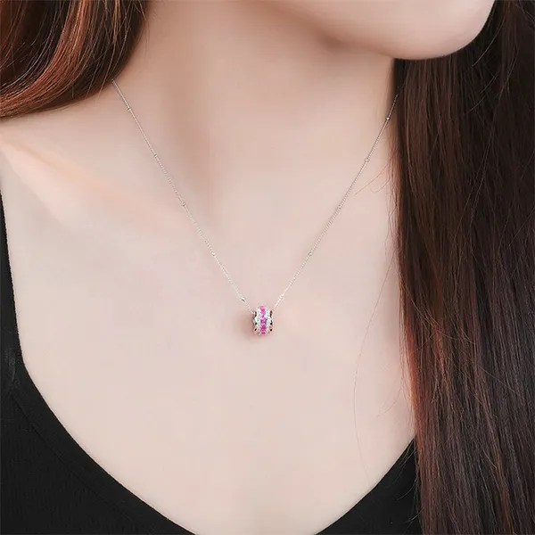 Dây Chuyền Nữ Lili Jewelry The Love LILI_105419 Màu Bạc Phối Hồng