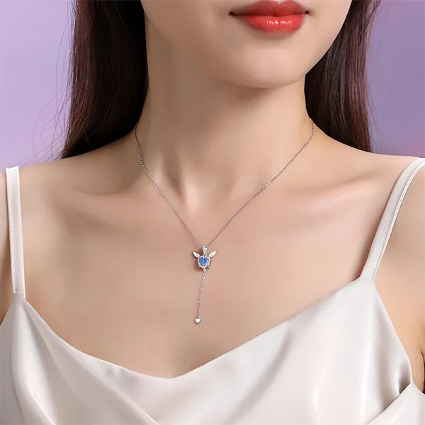 Dây Chuyền Nữ Lili Jewelry Thỏ Dễ Thương Aliza LILI_097694 Màu Bạc Phối Xanh