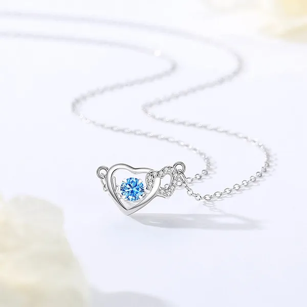 Dây Chuyền Nữ Lili Jewelry Trái Tim Ghép Đôi Nyra LILI_071614 Màu Bạc Xanh - Trang sức - Vua Hàng Hiệu
