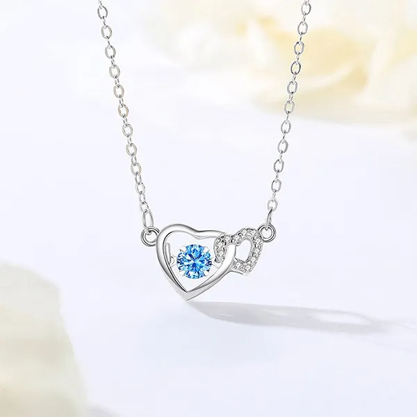Dây Chuyền Nữ Lili Jewelry Trái Tim Ghép Đôi Nyra LILI_071614 Màu Bạc Xanh - Trang sức - Vua Hàng Hiệu