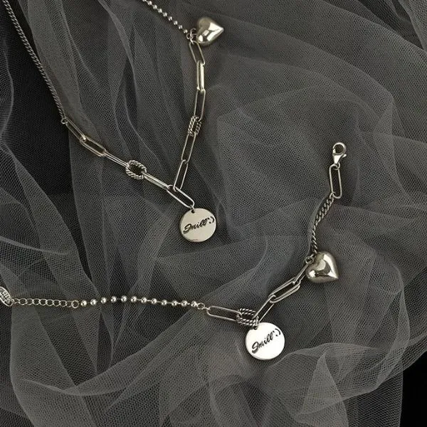 Dây Chuyền Nữ Lili Jewelry Trái Tim Hip Hop Smile LILI_937794 Màu Bạc