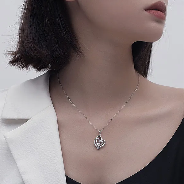 Dây Chuyền Nữ Lili Jewelry Trái Tim Lồng Elodie LILI_105291 Màu Bạc
