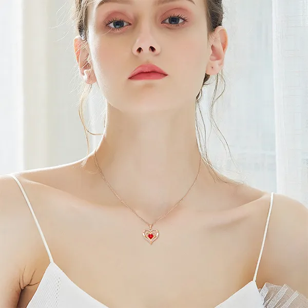Dây Chuyền Nữ Lili Jewelry Trái Tim Lồng Novalee LILI_098370 Màu Vàng Hồng - Trang sức - Vua Hàng Hiệu
