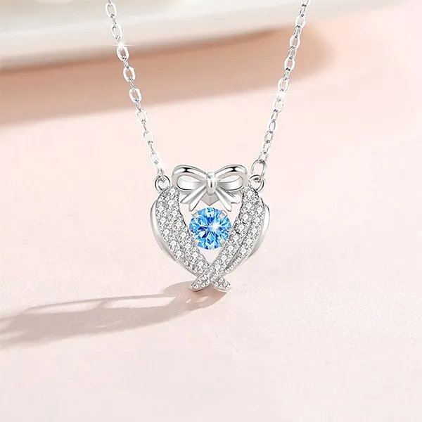 Dây Chuyền Nữ Lili Jewelry Trái Tim Thắt Nơ Valery LILI_098289 Màu Bạc
