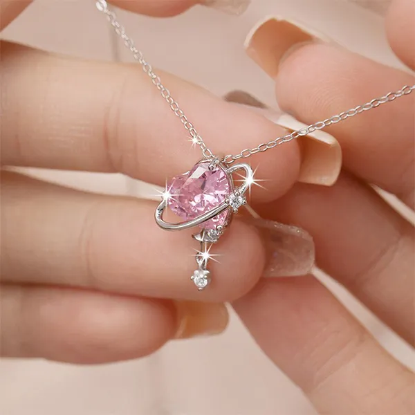 Dây Chuyền Nữ Lili Jewelry Trái Tim Trời Sao Rivka LILI_098280 Màu Bạc Phối Hồng