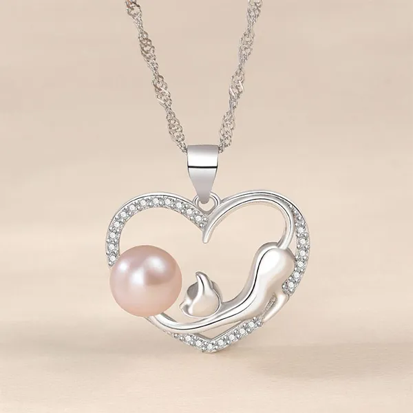 Dây Chuyền Nữ Lili Jewelry Trái Tim Và Mèo Nhỏ LILI_875778 Màu Bạc Hồng