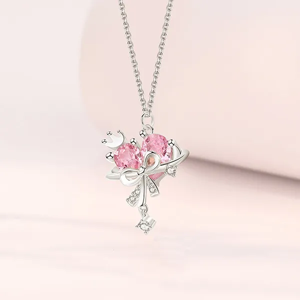 Dây Chuyền Nữ Lili Jewelry Trái Tim Vương Miện Marilyn LILI_105338 Màu Bạc/Hồng - Trang sức - Vua Hàng Hiệu