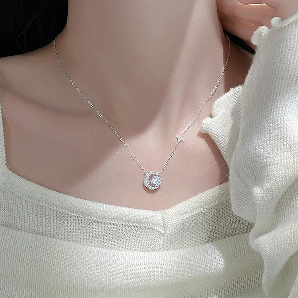 Dây Chuyền Nữ Lili Jewelry Trăng Và Sao Sloane LILI_159798 Màu Bạc