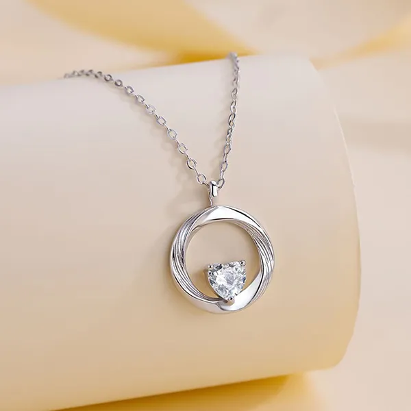 Dây Chuyền Nữ Lili Jewelry Tròn Đính Đá CZ Trái Tim Kaydence LILI_098854 Màu Bạc - Trang sức - Vua Hàng Hiệu