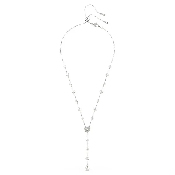 Dây Chuyền Nữ Swarovski Crystal Pearl, Mixed Cuts, Heart, White, Rhodium Plated 5720855 Màu Bạc