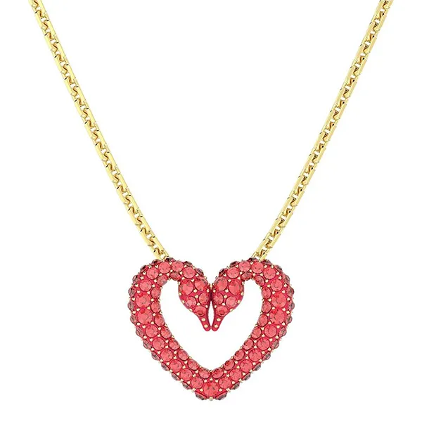 Dây Chuyền Nữ Swarovski Crystal Swan Pendant Necklace Thiên Nga Đỏ 5634723 Màu Vàng Phối Đỏ