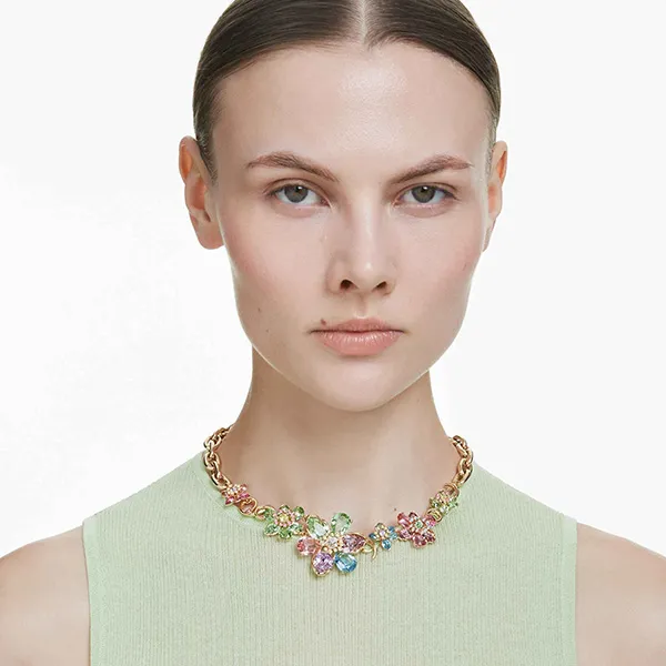 Dây Chuyền Nữ Swarovski Idyllia Necklacemixed Cuts, Flower, Multicolored, Gold-Tone Plated 5709030 Phối Màu - Trang sức - Vua Hàng Hiệu