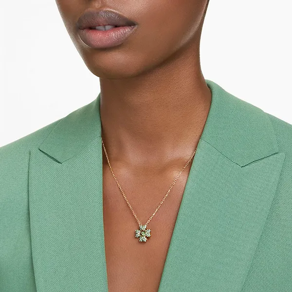 Dây Chuyền Nữ Swarovski Idyllia Pendant Clover, Green, Gold-Tone Plated 5671144 Màu Vàng/Xanh