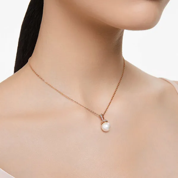 Dây Chuyền Nữ Swarovski Originally Pendant Crystal Pearl White Rose Gold Tone Plated 5669523 Màu Trắng/ Vàng Hồng