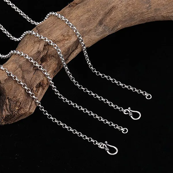 Dây Chuyền Unisex Lili Jewelry Bạc Thái Đơn Giản Chữ Cong Nguyên Chất Sợi Mảnh Nhỏ LILI_153935 Độ Dày 3mm Màu Bạc Size 40cm