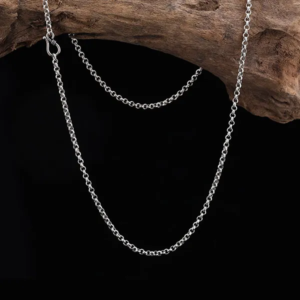 Dây Chuyền Unisex Lili Jewelry Bạc Thái Đơn Giản Chữ Cong Nguyên Chất Sợi Mảnh Nhỏ LILI_153935 Độ Dày 3mm Màu Bạc Size 40cm