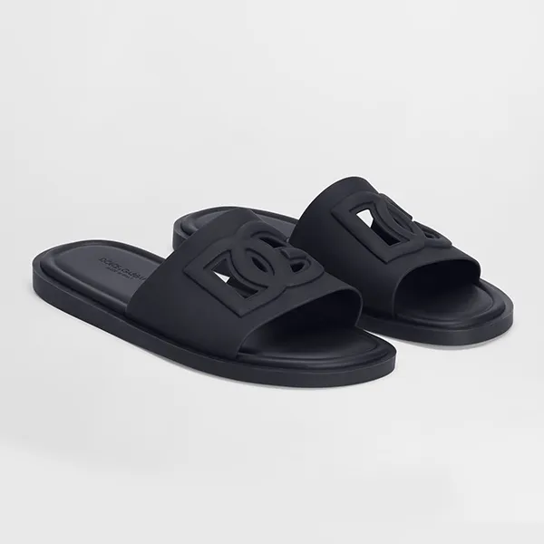 Dép Nam Dolce & Gabbana D&G Black Rubber Slides CS2215 Màu Xanh Đen Size 42