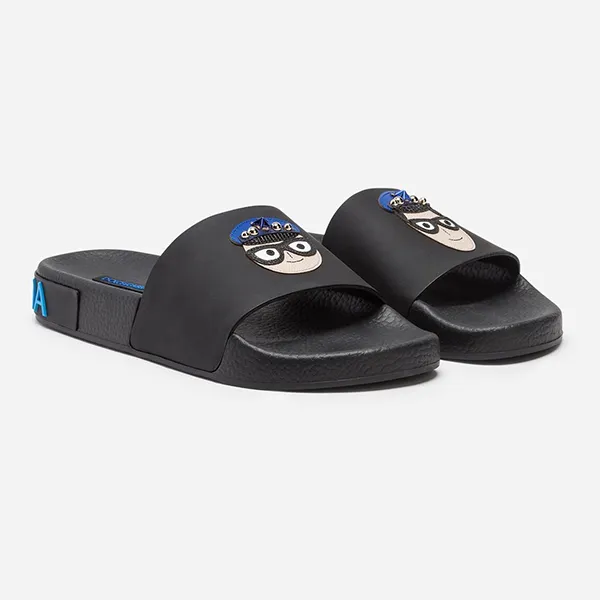 Dép Nam Dolce & Gabbana D&G Elegant Black Leather Slide Sandals CS1646 Màu Đen Size 39