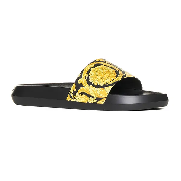 Dép Nam Versace Barocco Slides In Black Dark Yellow 1008733 Màu Đen Vàng Size 39 - Dép - Vua Hàng Hiệu