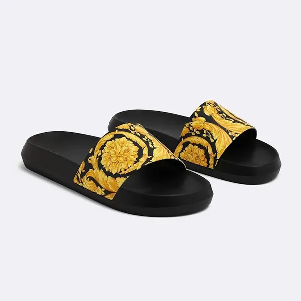 Dép Nam Versace Barocco Slides In Black Dark Yellow 1008733 Màu Đen Vàng Size 39 - Dép - Vua Hàng Hiệu