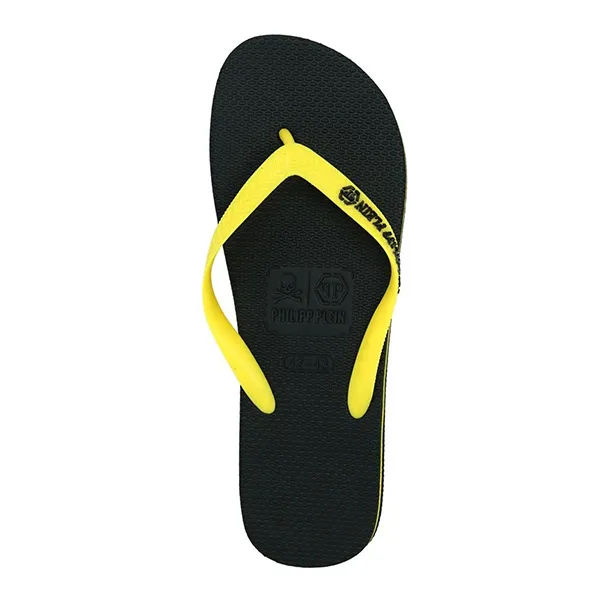 Dép Xỏ Ngón Nam Philipp Plein Flip Flops IMPS904 Màu Đen Vàng Size 42