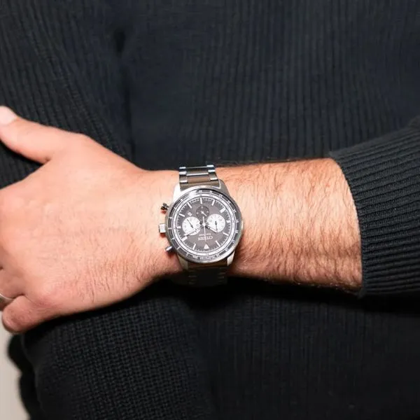 Đồng Hồ Nam Citizen Chronograph Eco Drive Black Dial Watch CA4500-91E Màu Bạc - Đen