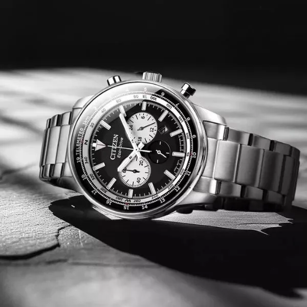 Đồng Hồ Nam Citizen Chronograph Eco Drive Black Dial Watch CA4500-91E Màu Bạc - Đen