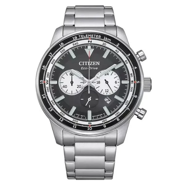 Đồng Hồ Nam Citizen Chronograph Eco Drive Black Dial Watch CA4500-91E Màu Bạc - Đen