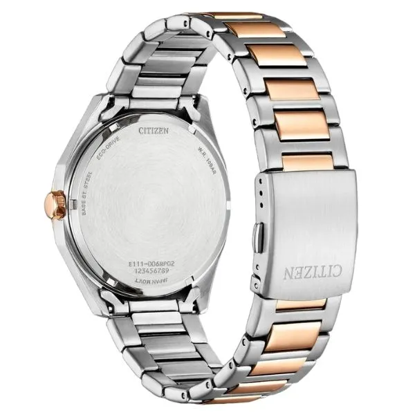 Đồng Hồ Nam Citizen Eco Drive White Dial Two Tone Watch BM7606-84A Màu Trắng Phối Vàng Hồng