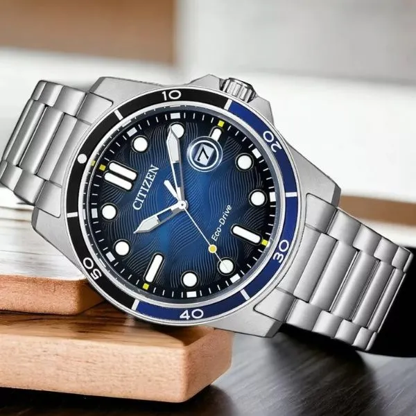 Đồng Hồ Nam Citizen Marine 1810 Eco Drive Blue Dial Watch AW1810-85L Màu Xanh Bạc