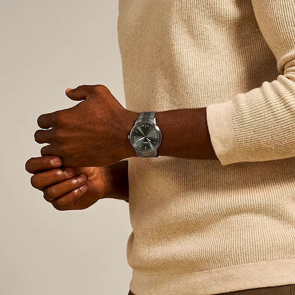 Đồng Hồ Nam Fossil The Minimalist Three-Hand Smoke Stainless Steel Watch FS5459 Màu Xám Khói