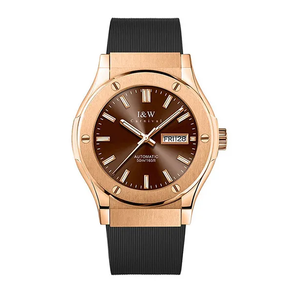 Đồng Hồ Nam I&W Carnival 42mm IW55851GT-DS (IW55851G12) Automatic Màu Nâu/ Vàng Hồng