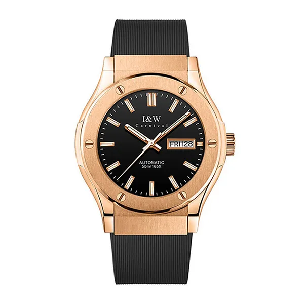 Đồng Hồ Nam I&W Carnival 42mm IW55851GT-DS (IW55851G10) Automatic Màu Đen/ Vàng Hồng