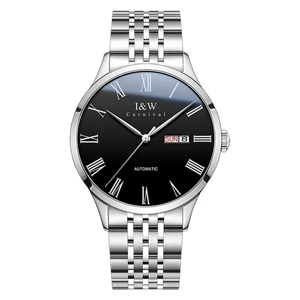 Đồng Hồ Nam I&W Carnival IW8912G-DT – Automatic (IW8912G2) Màu Bạc Đen