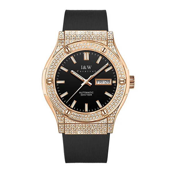 Đồng Hồ Nam I&W Carnival Silicon Strap Automatic IW55851GD-DS (IW55851G46) Màu Đen Vàng Hồng