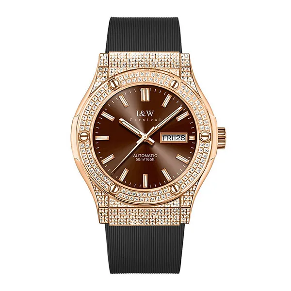 Đồng Hồ Nam I&W Carnival Silicon Strap Automatic IW55851GD-DS (IW55851G48) Màu Nâu Vàng Hồng