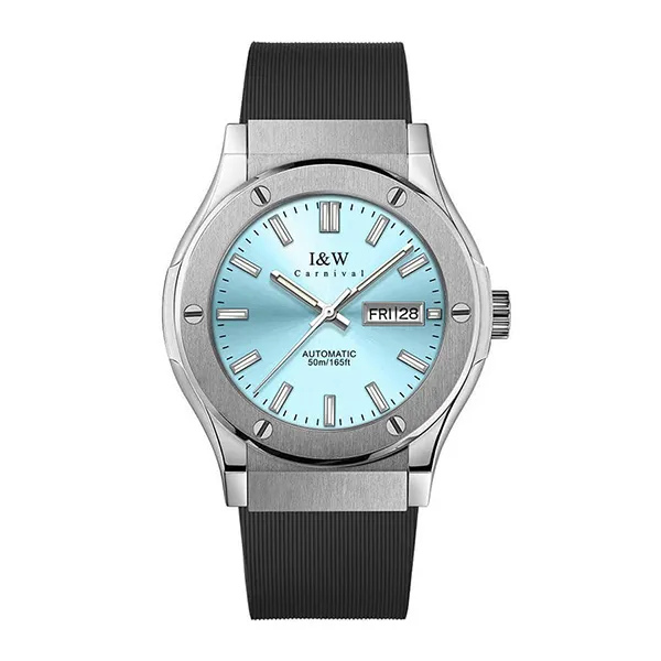 Đồng Hồ Nam I&W Carnival Silicon Strap Automatic IW55851GD-DS (IW55851G51) Màu Bạc Phối Xanh