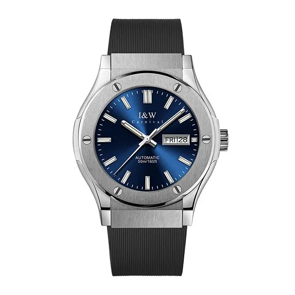 Đồng Hồ Nam I&W Carnival Silicon Strap Automatic IW55851GD-DS (IW55851G53) Màu Bạc Phối Xanh Navy