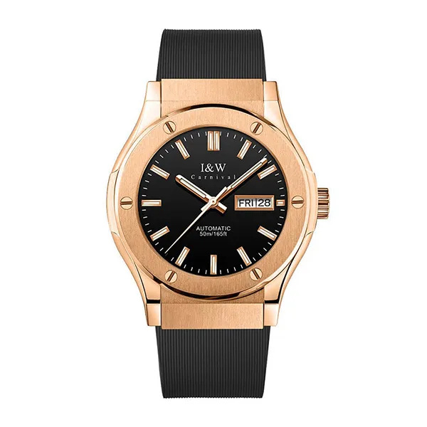 Đồng Hồ Nam I&W Carnival Silicon Strap Automatic IW55851GD-DS (IW55851G58) Màu Vàng Hồng Phối Đen - Đồng hồ - Vua Hàng Hiệu