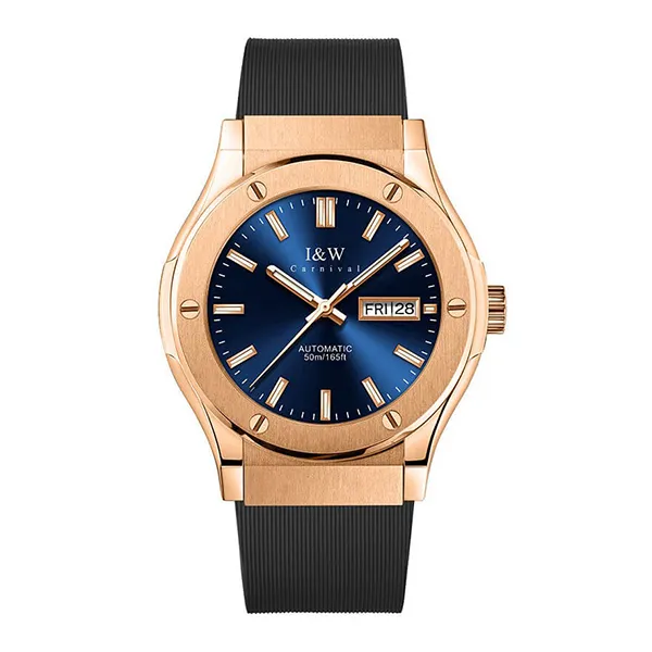 Đồng Hồ Nam I&W Carnival Silicon Strap Automatic IW55851GD-DS (IW55851G59) Màu Vàng Hồng Phối Xanh Navy